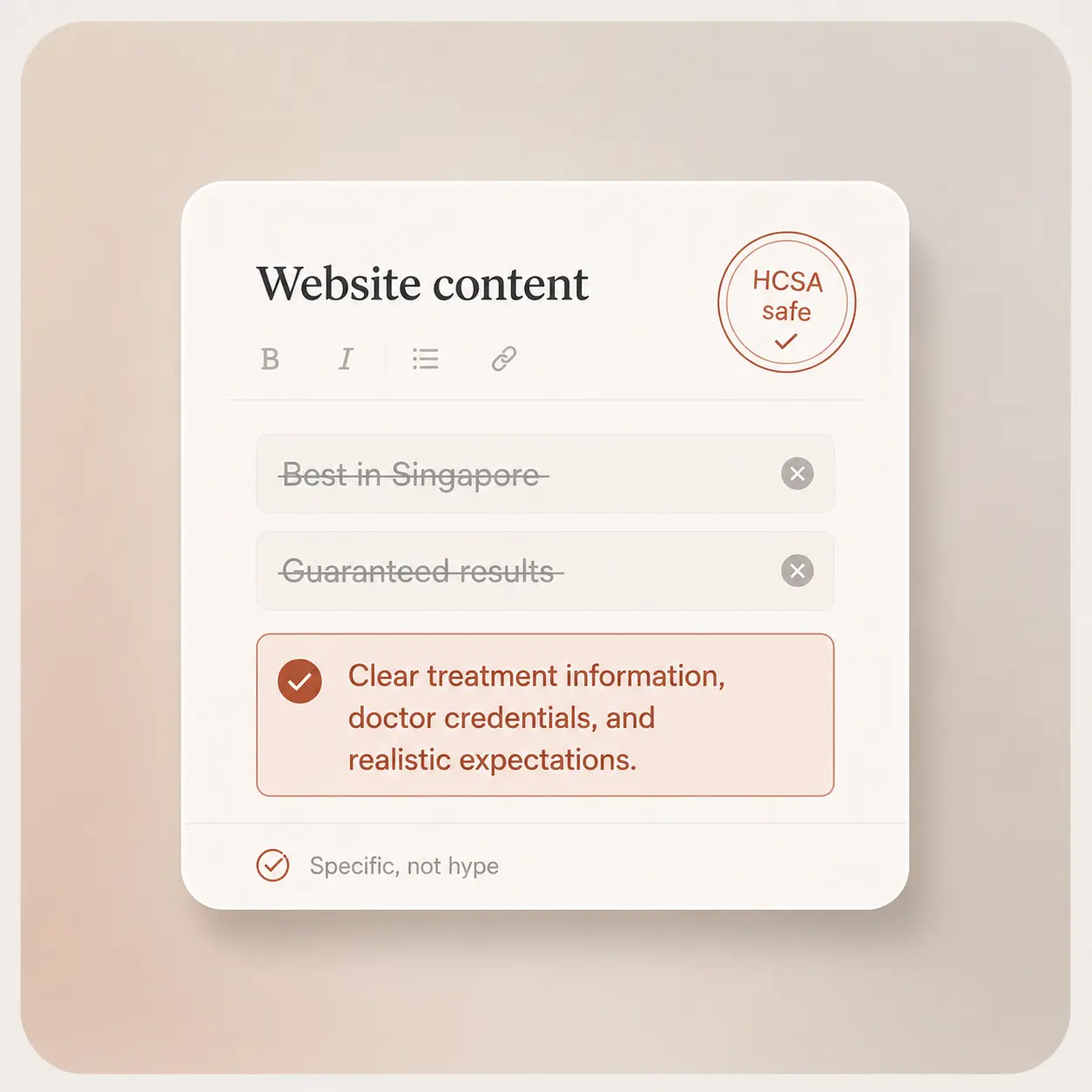 The content can't sound like normal marketing