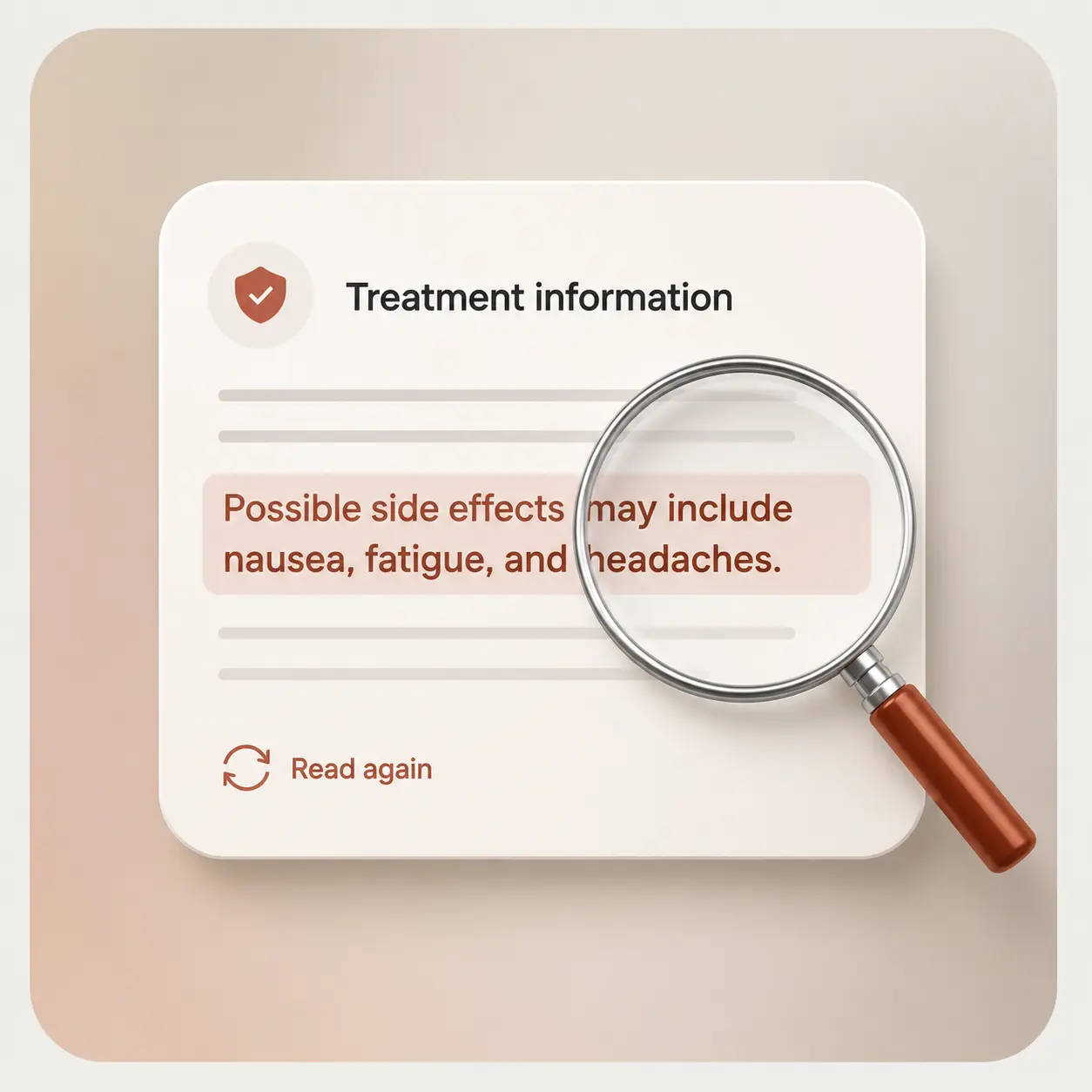 A worried patient reads everything twice